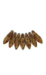 Czech Glass Daggers beads 5x16mm Ivory picasso 13020-43400